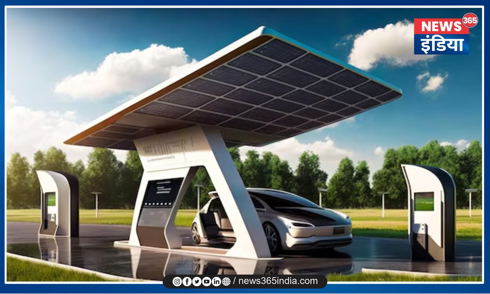 Electric Car Charged With Solar Energy